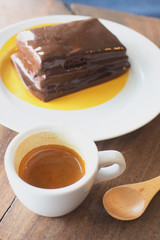 espresso coffee with cake