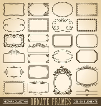 24 hand-drawn vintage frames and panels (vector)