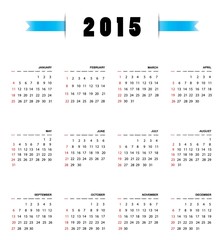 Illustration of a 2015 Calendar with Blue Ribbon