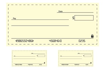 Illustration of a blank bank cheque