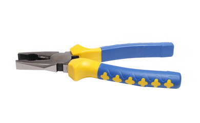 plier with blue and yellow handles