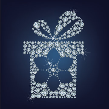 Gift present with snowflake made up a lot of diamonds