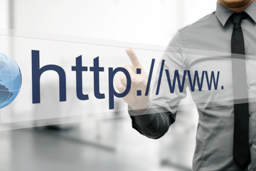internet address in web browser on virtual screen