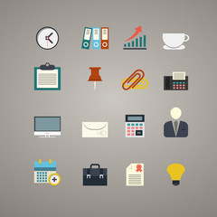 Vector flat business and office icons set