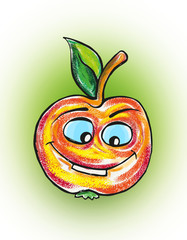 Funny Apple Fruit Character