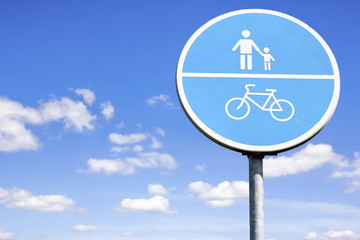 Bicycle and pedestrian shared route sign