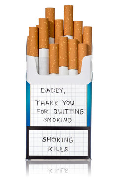 Request for quit smoking on the cigarettes pack