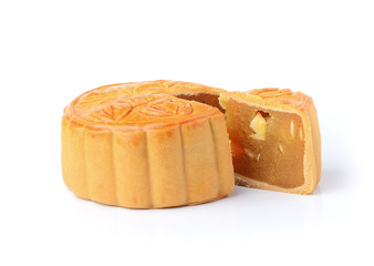 Festival moon cake on white background