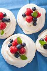 pavlova meringue cake with cream and berry