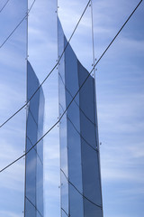 Fototapeta na wymiar glass panes on facade of trade building