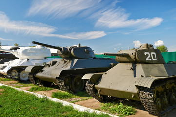 Fototapeta na wymiar Soviet medium tanks of World War II