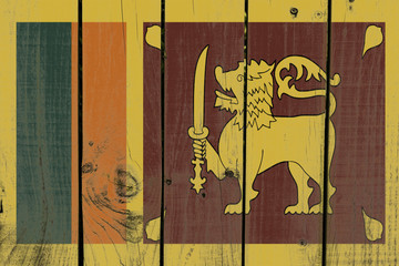 Sri Lanka flag on wooden background