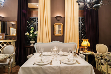 Table setting restaurant interior