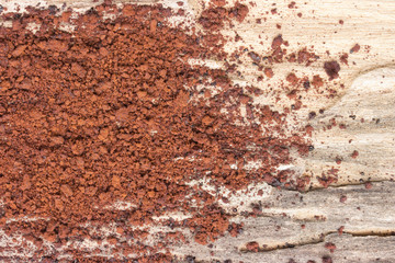 ground coffee wood background