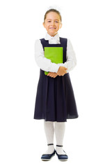 Little schoolgirl with books