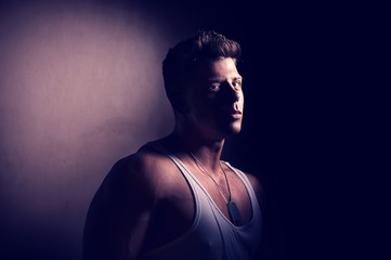 Handsome bodybuilder posing