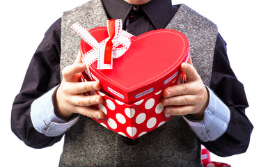 Gift box in man's hands