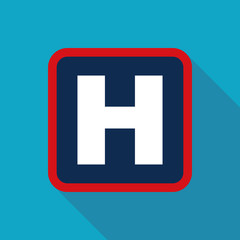 Hospital Flat style Icon with long shadows