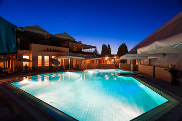 Modern house  swimming pool night