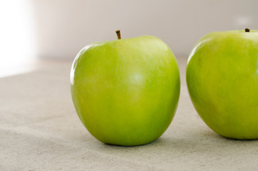 Two Clouse-up macro green apple