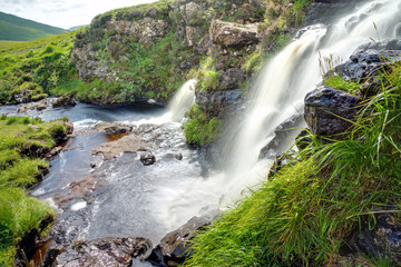 Two waterfalls on the Isle of Skye in Scotland