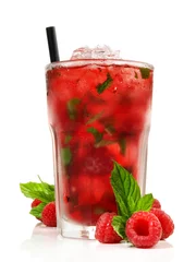 Foto op Plexiglas Mojito - cocktail met frambozen © ExQuisine