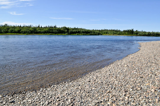 Pebble beach North of the river.