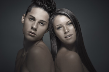 Beauty portrait of young beautiful couple