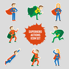 Set of superheroes stickers © Macrovector