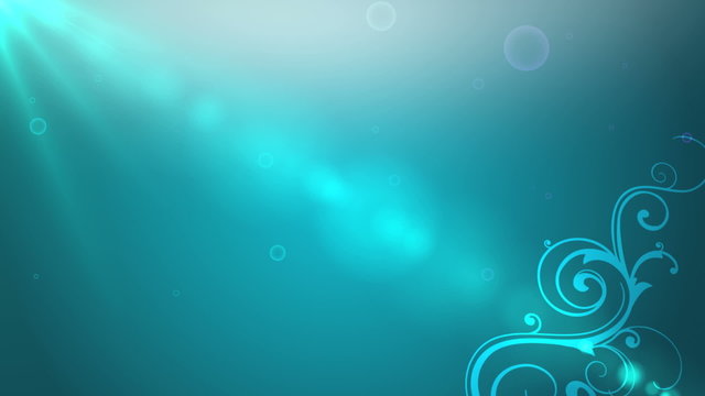 light spot moves with flower tail grows on a cyan canvas