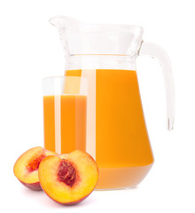 Peach fruit juice in glass jug