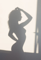 Beautiful slim, naked woman silhouette