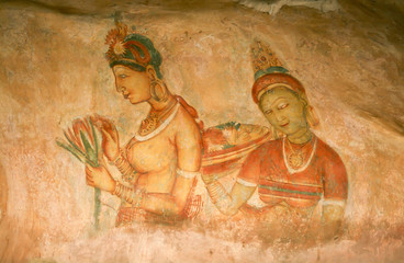 Fototapeta na wymiar Sigiriya Fresco, Sri Lanka