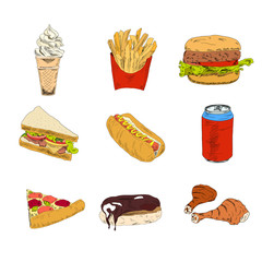 Set of fast food icons