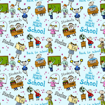 Seamless pattern with kids