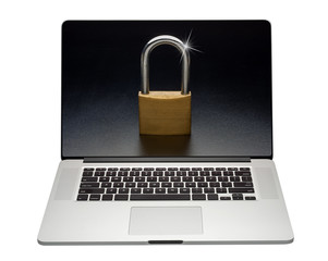 Internet security on laptop computer, isolated