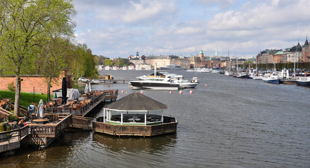 Fototapeta na wymiar Port in the city of Stockholm, Scandinavia,, Sweden, Europe