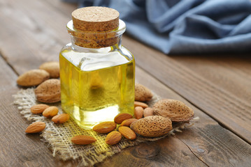 Almond oil in bottle