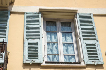 Rustic windows on european old homes
