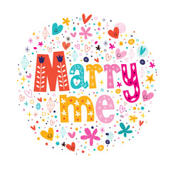 Marry me retro typography lettering decorative text design