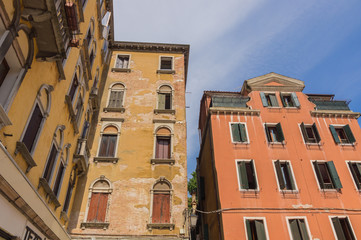Obraz premium Rustic windows on european old homes