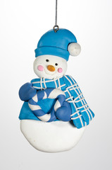 Christmas Ornament Snowman with Hat and Wreath