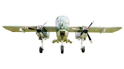 Old combat aircraft on white background