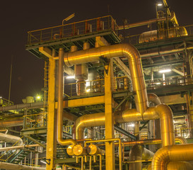 Refinery industrial plant with Industry boiler at night