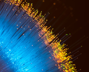 bunch of optical fibres dinamic flying from deep on technology b