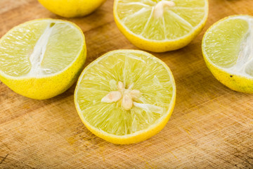 group of lemon isolated on wood