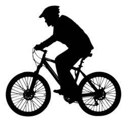 Silhouette Businessman Riding Bicycle