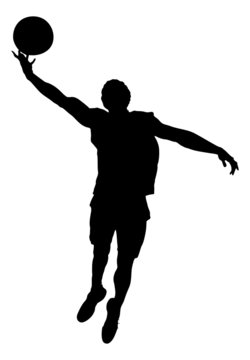 Silhouette Basketball Player Over White Background