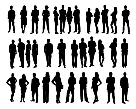 Collage Of Silhouette Business People