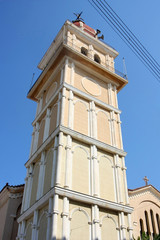 Fototapeta na wymiar Orthodox Church tower in Zakynthos town